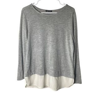 JCREW MERCANTILE grey white hem shirt // Wms L